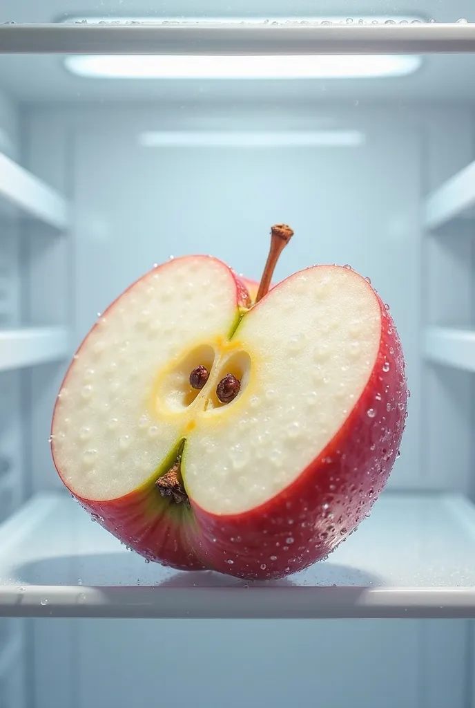 make an slice apple inside a refrigerator 