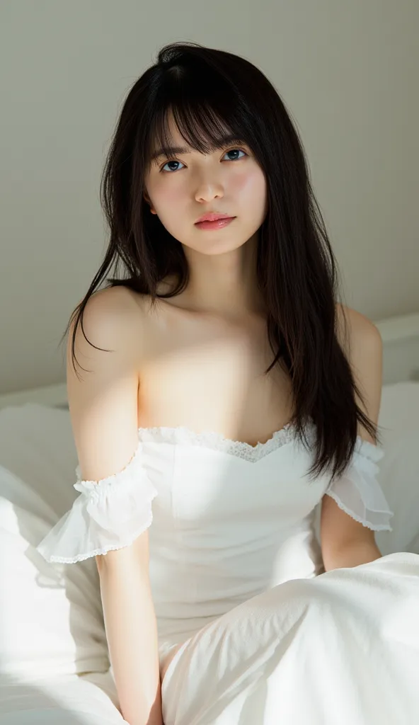 1 woman, High Resolution, masterpiece, 最high quality, high quality, high detail, in white for summer very detailed, textured skin, Ultra High Definition,  are slightly smirking、Japanese woman、Aperture F2.8, Pinto  ,, Portrait Photography, 20th Generation, ...