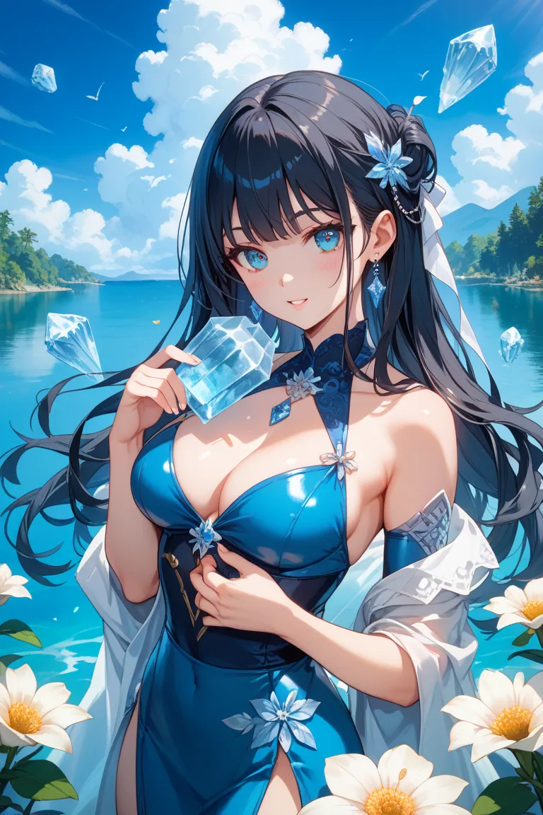 white skin that separates humans、that women all over the country envy、Shiny、with beautiful jet black hair、beautiful long hair tied to habits、what color are your eyes、In pale blue、That blue color is、it is clear like a lake covered all over with ice、in those...