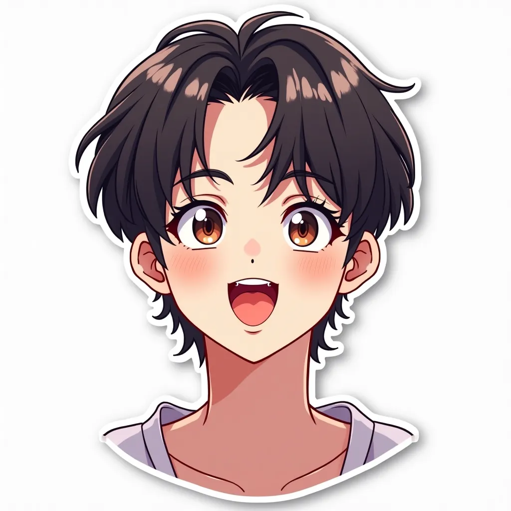 sticker head. K-pop idol Jungkook of BTS. Anime. 