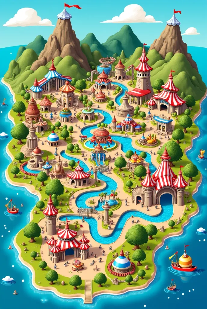 themepark map cartoon