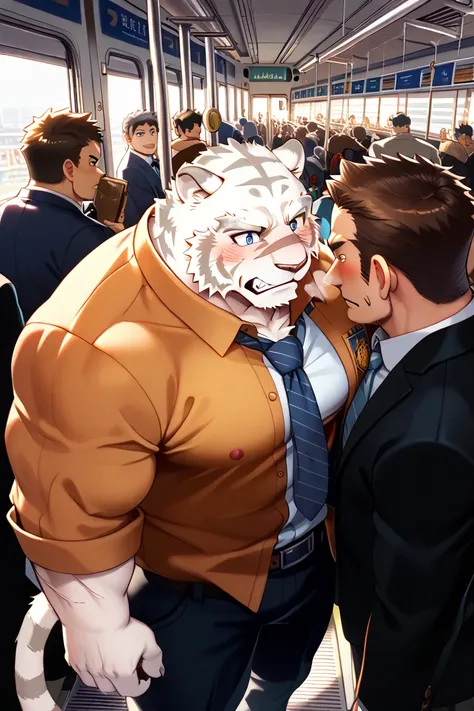 Zero Mercenaries,Mercenaries of the Evil One, Mammals,  white tiger, fur, Big man, rough breathing, rough breathing, train, Fully booked電車, Fully booked, No gaps, crowd, Mob intensive, Molester, transformation, I can't move,  gets hugged, window being hugg...