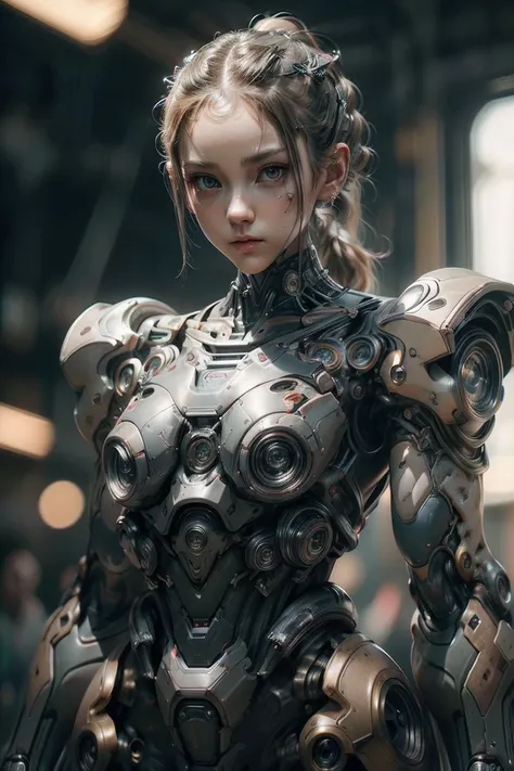 (Masterpiece with natural light), ((super Actual photography: 1.5)), ((photoreal: 1.3)), (Actual photo), full body, standing in a confident pose, ( from the front : 1.5), 
break
A slender girl wearing a high-tech battle armor,  toned muscles , Cyberpunk, d...