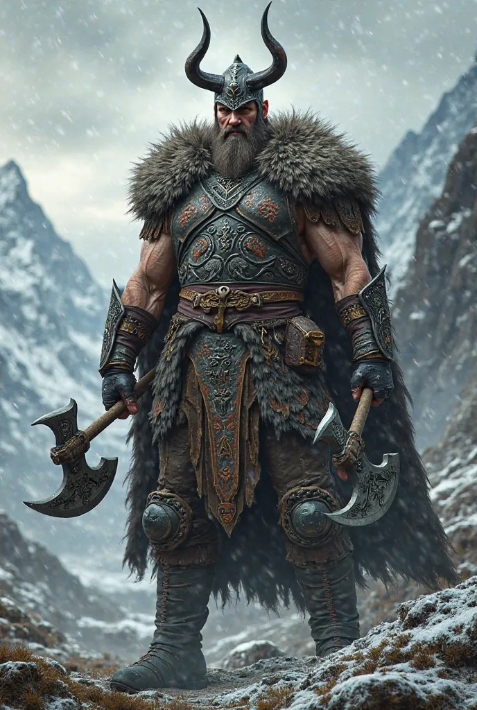 I would like to create an image of a Viking with axes and that has the name Viking