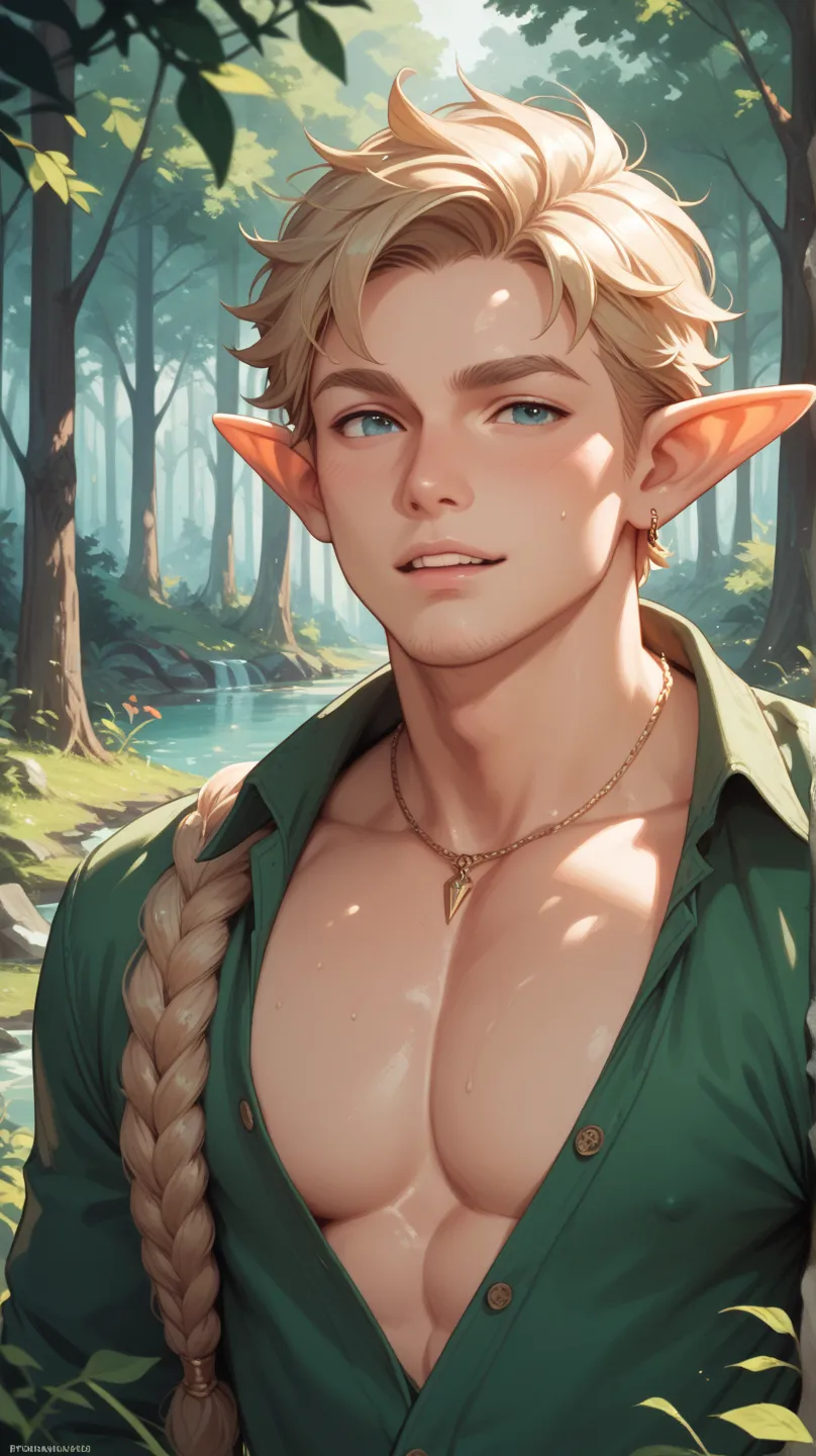 elf boy, forest, mythical clothing