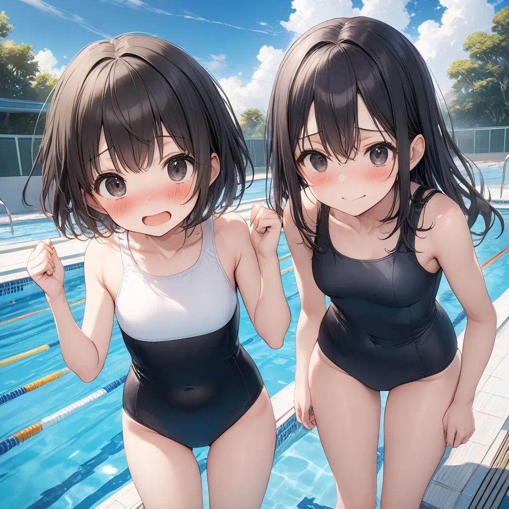 anime, best quality, ultra hi-res, high definition,ultra high definition, Highly Detailed CG, 8K, masterpiece, Highly Detailed CG Unit Wallpaper, texture, unbelievably ridiculous, ultra high resolution, RAW Photo, (Two girls standing side by side), show pa...