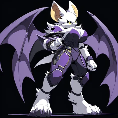 Anime, ((anime style)), ((solo)), ((solo picture)), alone, simple shading, ((action pose)), ((full body picture)), ((plush build)), ((wearing stylized black female armor with dark purple trim:1.3)), ((purple chest armor:1.2)), ((bare shoulders:1.2)), ((fem...