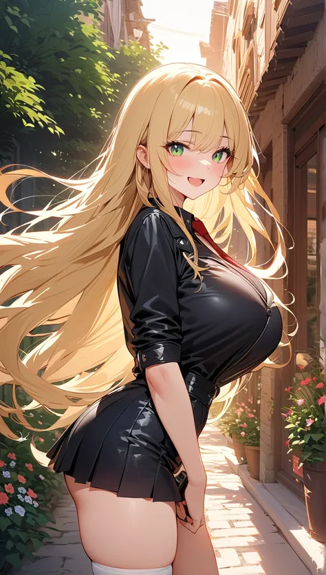 (masterpiece, top quality:1.5), (nsfw:1.2),   handsome face  , reliable leader , chairman, kind expression, beautiful girl:1.2, alone:1.3, (blonde hair:1.2), (long hair:1.2),   straight hair  , ( :1.2),  long hair, big breasts, thick butt, is tall,  dark g...