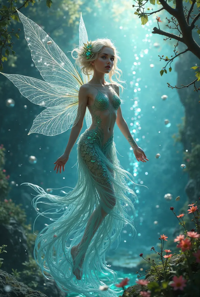 GENERATE A FAIRY, Water nymph with my face, In a very mystical and brilliant place 4th in realism