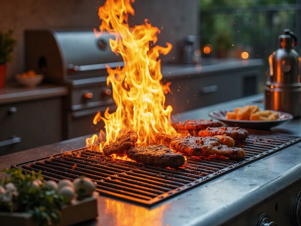 High resolution image of a new rectangular grill grate showing the fire