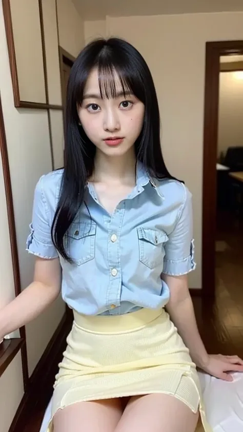  incredibly beautiful Japanese woman, Matsui Reina, junior high school, (  top quality , 8k,  masterpiece :1.3),  masterpiece,  top quality ,  skirt flip,  white panties:1.2、 long skirt 