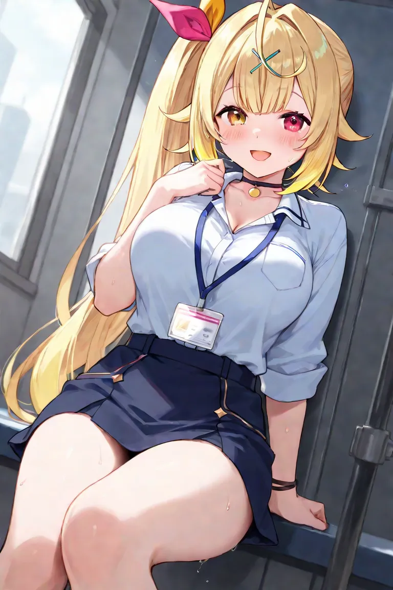 Images of Hoshikawa Sarah from Nijisanji having sex in work clothes