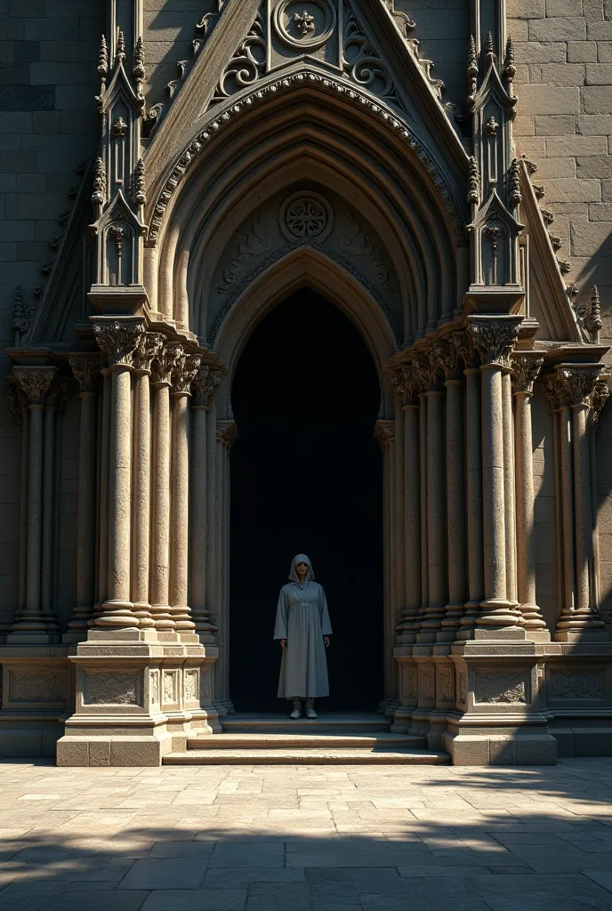 a stone missing from the structure,of the church , together with a dramatic light or shadow effect.