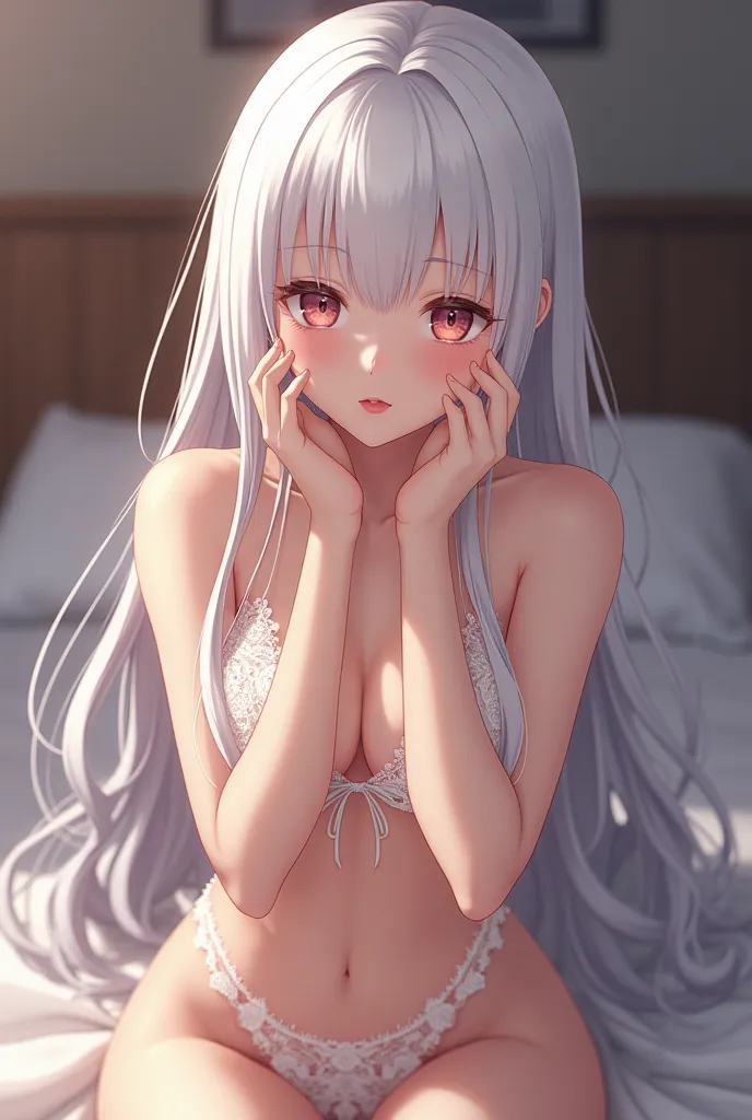 Anime 25 year old girl with white hair masturbates 