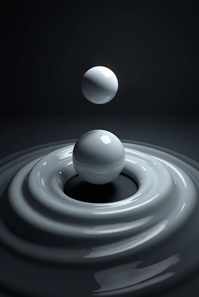 Create an image of absolute darkness with only two white spheres, that are just like black holes, one above another, and their rings are connected like the infinite symbol, around them. They are absolute white, pure white, their rings are like connected on...