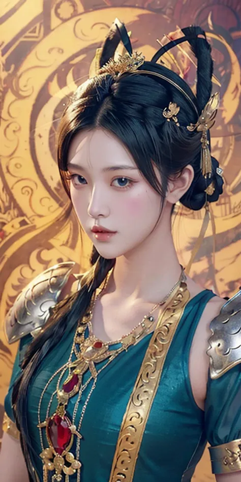 Face and body full  facing front,Half body photography of a goddess os war wearing a high detail silver and blue dress, short black hair, texture skins. chengwei pan on artstation, detailed fantasy art, Stunning character art, Best art sites for fan art, E...