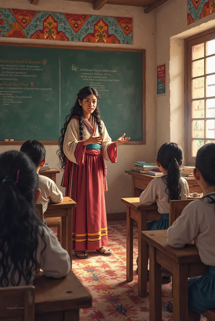 other ren repeat aloud what the teacher says in a traditional Bolivian education 