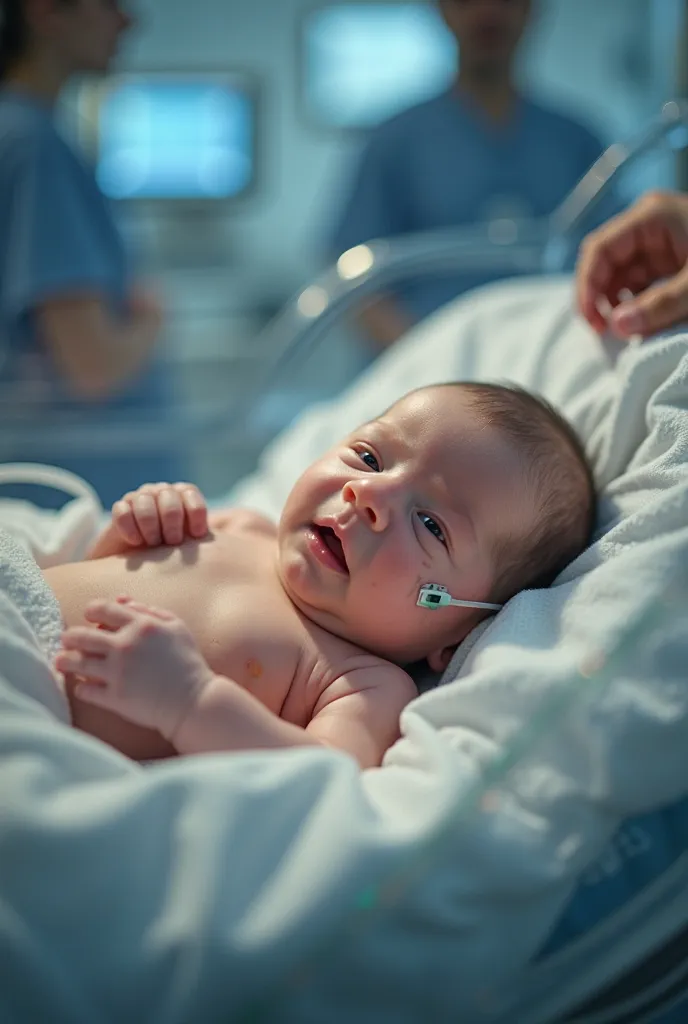 
*"An ultra realistic and profoundly moving image of a newborn baby with a disability, admitted to the neonatal ICU. The baby is lying in an incubator, with delicate and fragile skin, small oxygen tubes aiding your breathing and electrodes monitoring your ...