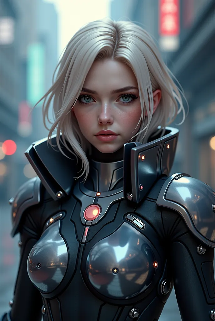  a woman in a futuristic costume with a shiny head and chest, Gynoid cyborg body,  girl in cybernetic armor Mecha ,  cybersuit , cybersuit,  in white futuristic armor , cybersuits, diverse cybersuits, gynoid body, Overwatch Echo,  Perfect cyborg anime woma...