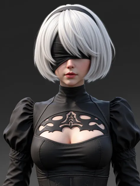 score_9, score_8_up, score_7_up,  source_Genuine,  source_ photos, In-Game Cinema, Dynamic Hero Angles,  female 1, YoRHa 2b, short white hair,  black hair band ,  black blindfold, Rugged body, medium breasts, Dynamic Hero Angles, Short, 4K realistic textur...