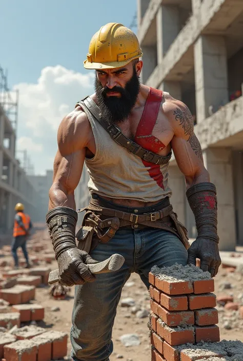 Aqui está um prompt detalhado para criar a imagem no SeaArt, focado no Kratos da PlayStation trabalhando como pedreiro em uma construção:

Prompt:
"Ultra-realistic, highly detailed image of Kratos from PlayStation’s God of War working as a construction wor...