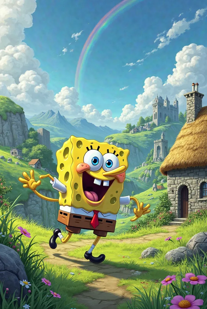 Spongebob on the background of Ireland