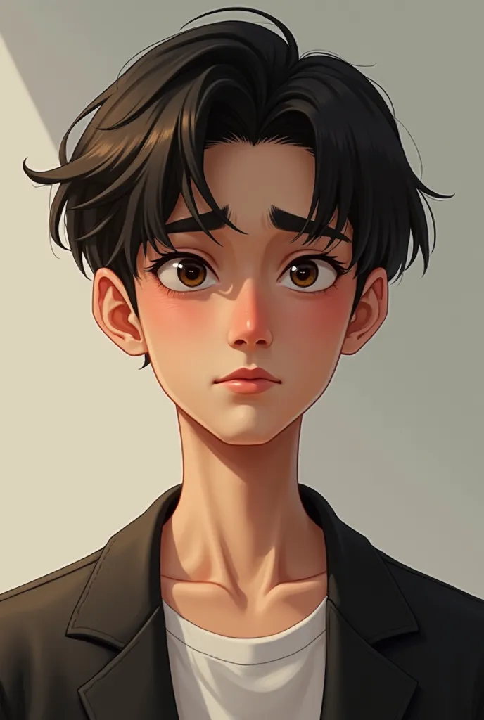 Create a handsome realistic boy,high, attractive, nerd about eyes, apologizing