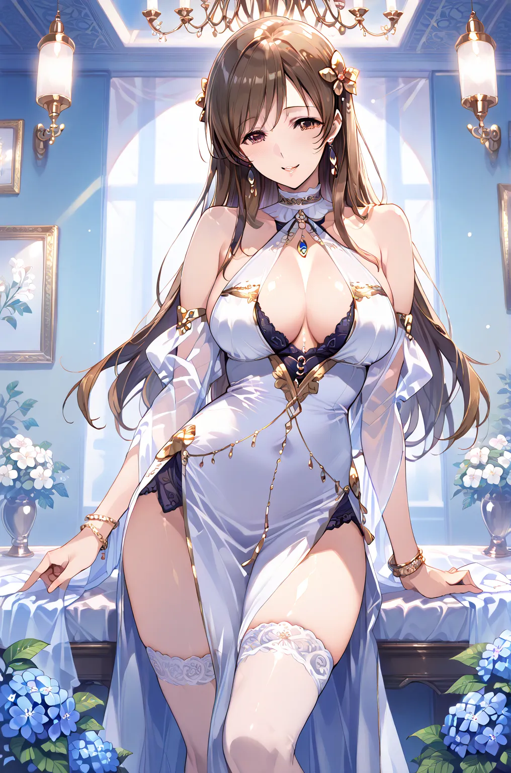 (minami nitta),(Masterpiece, Top Quality, Super Detail: 1.5), Super High Resolution, Very Beautiful, 8k, Anatomically Correct, Precise, One Woman, Solo, Sexy Adult Woman, MILF, Breasts, Long Brown Hair, Straight Hair, Shiny Hair Texture, Brown Eyes, Detail...