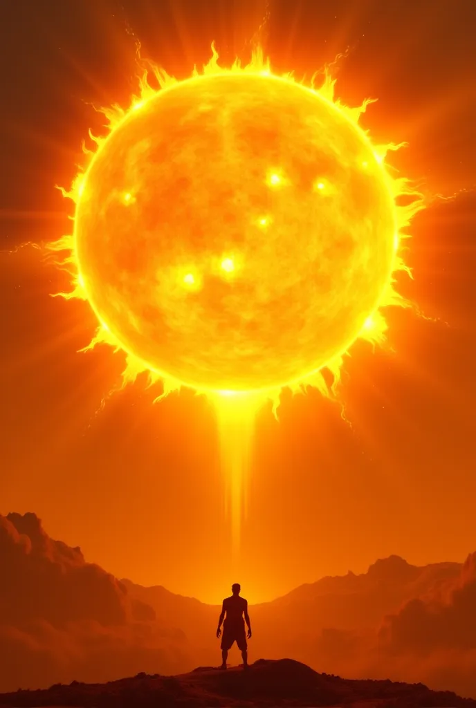 The Sun as a Fiery Orb – The Sun (Surya) should appear radiant and massive, illuminating the sky with golden flames. A subtle face within the Sun can be included to symbolize Surya as a deity.