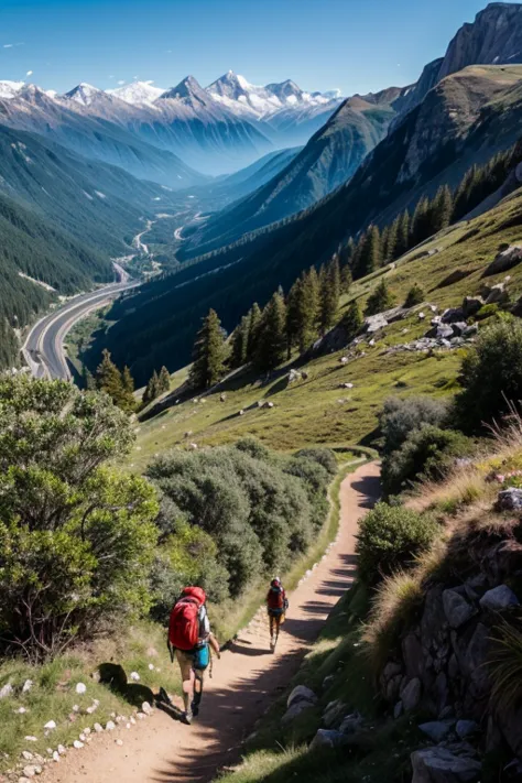 Many people hiking 