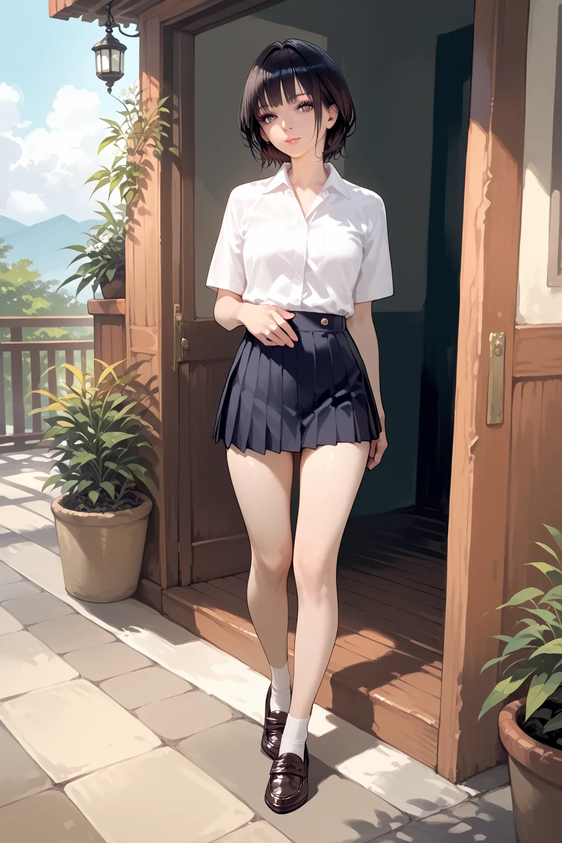 score_9, score_8_up, score_7_up,source_anime,solo,beautiful adult woman,
short_black_hair, simple_white_shirt, mini_skirt, loafers, natural_makeup, calm, female, effortless_fashion, writer





`



















