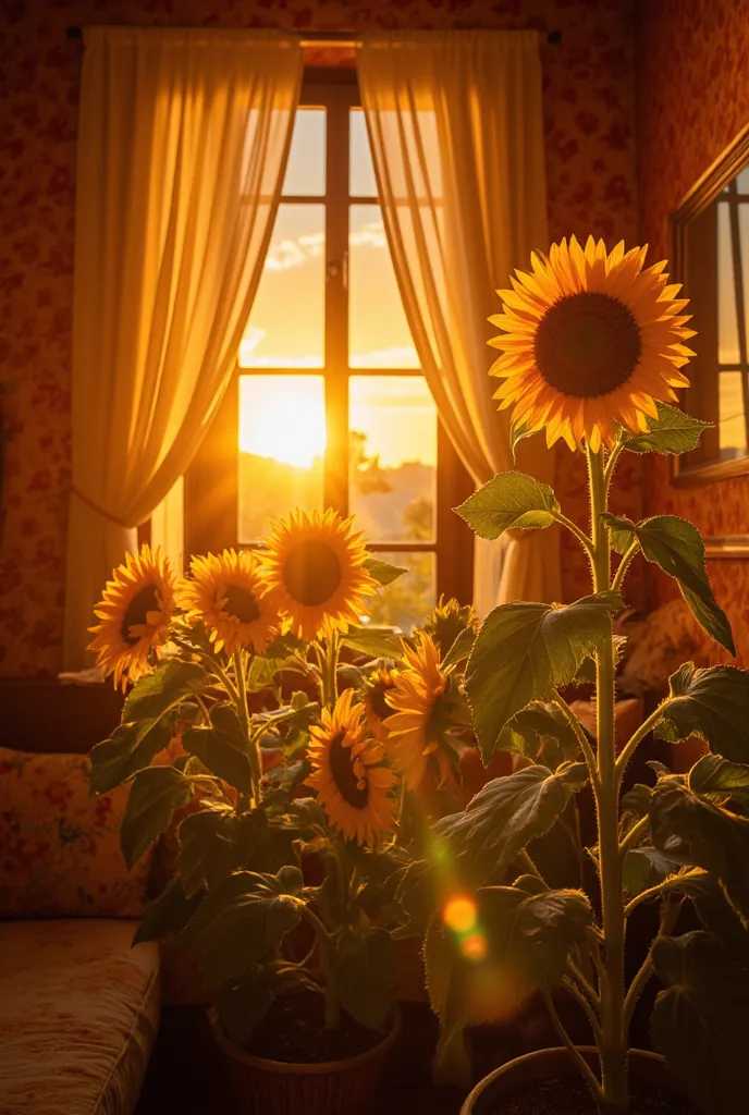 Sunflowers a beautiful sunset, una habitación 