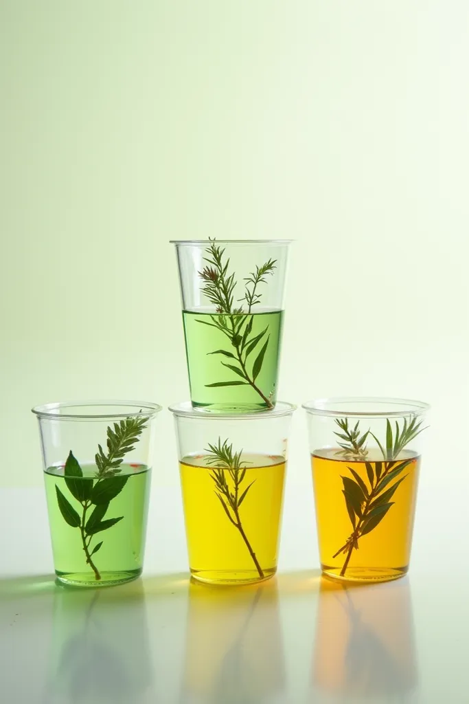 Make an image with 5 plastic cups like this one with water below half, that each one has only the plant-free extract and that it is lower than half with water and gelatin
 And extract from that silver, do it with the following plants, broadleaf oregano ,  ...