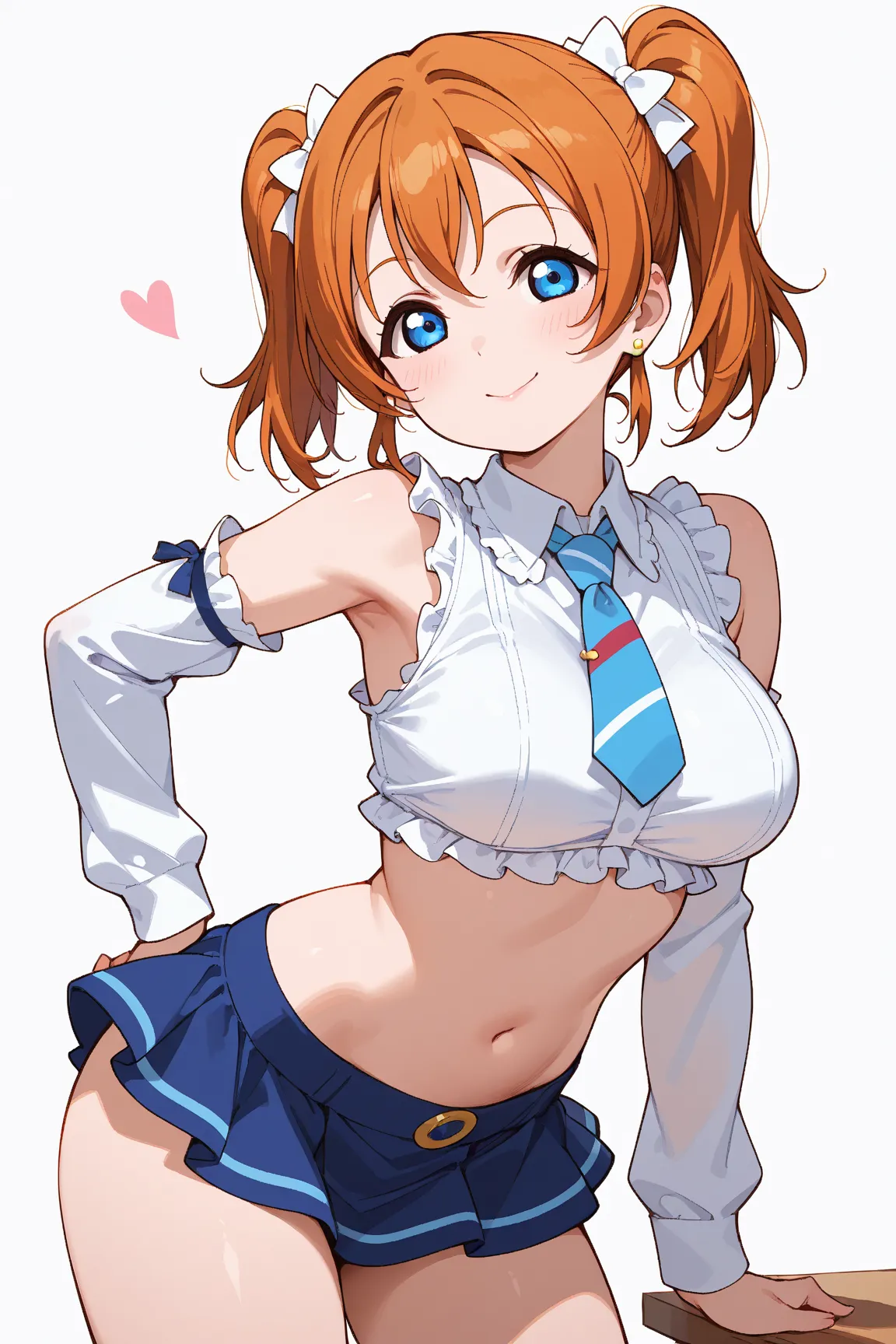 
Girl from Love Live, mini skirt posing, sfw version, White background