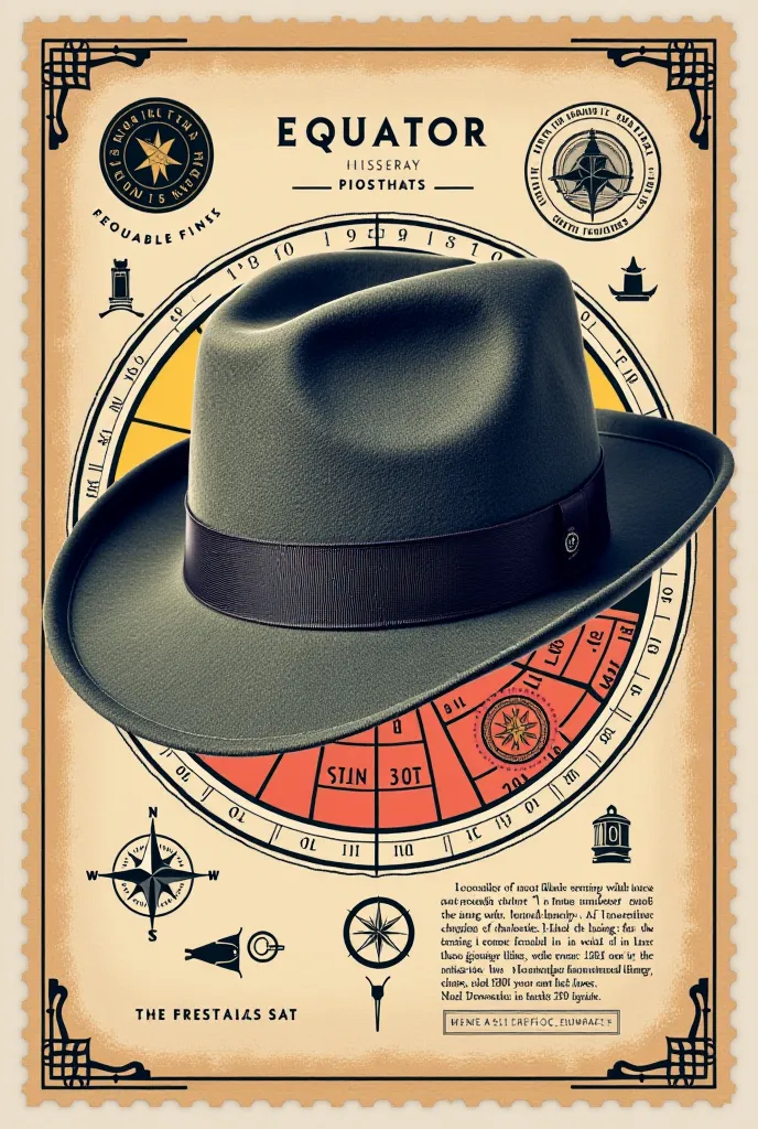 Create a stamp for a wide-brimmed pressed wool hat (It must have an equator theme)