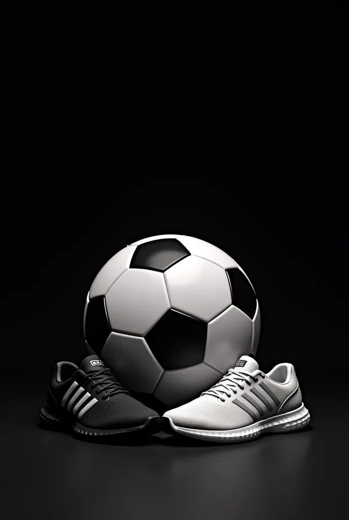 Make an image with, for example soccer ball with black background, Same as before with shoes