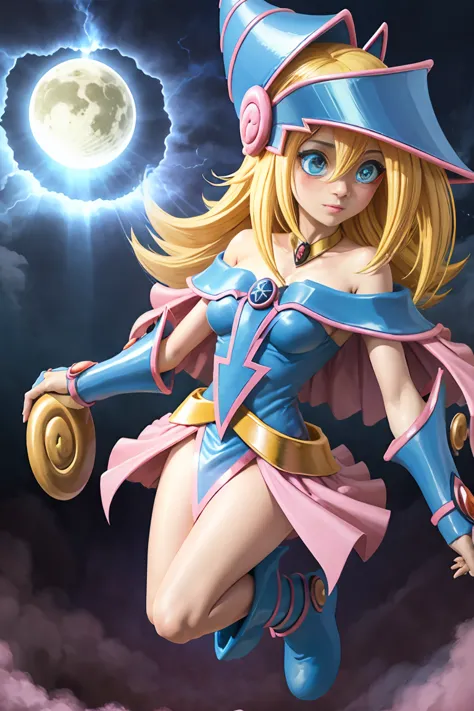 Dark magician gils. Leaving a magic circle. Magia de corazones en el aire.