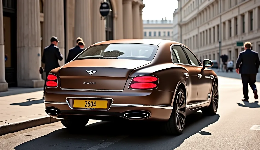 give me back view Brown  Bentley Flying Spur V8 (2025)