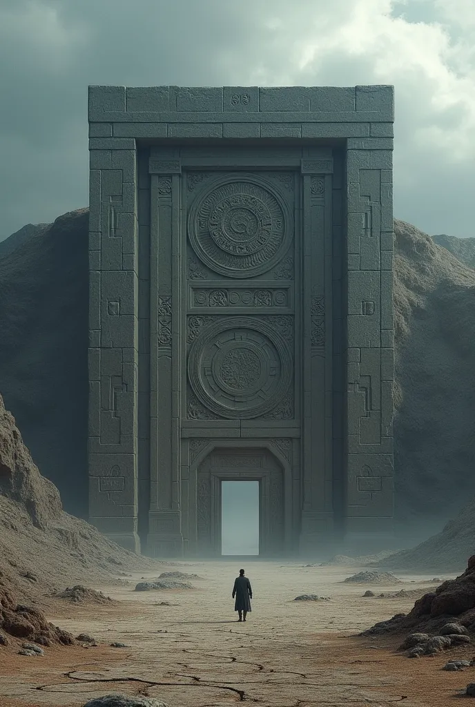 A huge stone door