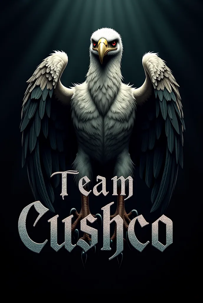 Logo. A muscular condor with the word "TEAM CUSHCO" in gothic letters. Very dark