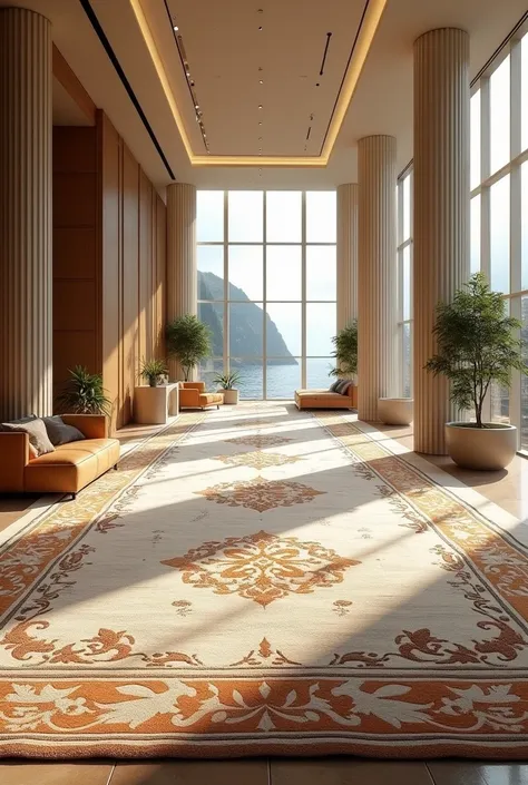 elegant massive carpet in modern premium interior design. luxury. sunny day.