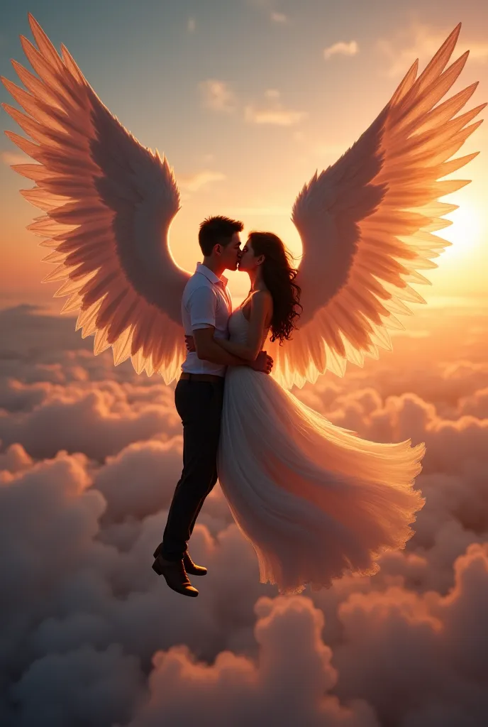 me and my wife got wings so we go to inside the evening skys and I want to kiss her 
