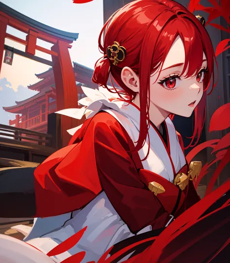 　 red hair 　red eyes　solo　　cute　mysterious　Japan　Japan 　Idol　Skirt　 clear　 red hair 　 kimono　beret　 Taisho Romance　beautiful　morning　Waking up　good morning