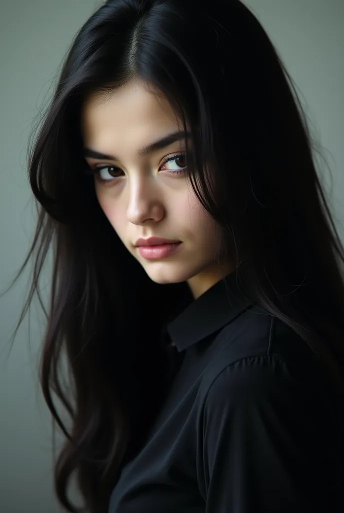 Back photo of a girl with dark hair
