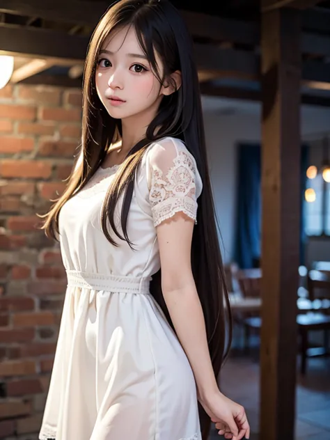 (best quality, masterpiece, high resolution, (photorealistic)), 1girl (cute, sweet, neat, purity, ephemeral, innocent), face ((adorable, pretty, baby face)), eyes ((lovely, (round, plain), simple)), ((fair skins, sheer, transparent)), ((arms behind back)),...