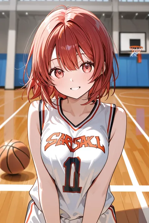 girl wearing a basketball jersey