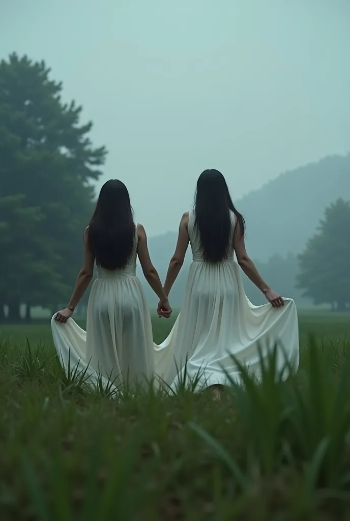 they are walking in the grass together holding a sheet, still from a music video, screenshot from a movie, movie screencap, movie still frame, still frame from a movie, raining, a still of an ethereal, still from a live action movie, still from the movie, ...