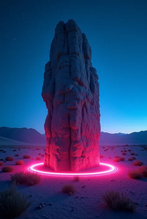 A video of an ancient real rock-wave with neon lights 