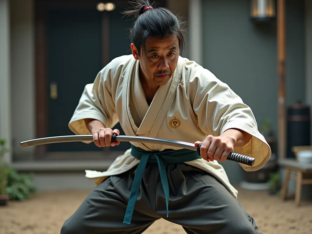  Man Wearing Kimono, dynamicangle,fighting pose,Doing the laundry