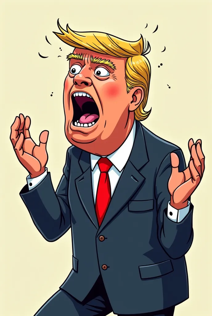 Full body Donald trump having a panic attack
Cartoon art